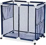 Modern Blue Pool Toy Storage Bin - Extra Large Mesh Basket Organizer for Swim Toys & Accessories - Air Dry Quickly - Roll to Garage or Shed - 36"L x 36"H x 24"D
