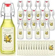 Havawish 12 Pcs Swing Top Glass Bottles for Limoncello Homemade 8 oz Clear Flip Top Beer Bottles with Airtight Cap Lids Labels for Home Brewing Limoncello Wedding Baby Shower Favors(Round)