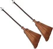 CHICAMPERA 2pcs Mini Broom Set for Natural Bamboo Hand Broom for Indoor Outdoor Cleaning Sized Sweeping Tool for Home Kitchen Lightweight Design
