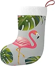 STVYUKL Flamingo Palm Trees Leaf Christmas Stockings Super Soft Plush Thick Xmas Stockings 17.7 Inch Christmas Hanging Ornaments for Xmas Party Holiday Decorations