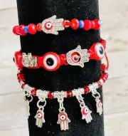 3 Evil Eye Hamsa Hand Bracelets 3 Pulseras Mal Del Ojo Mano Hamsa