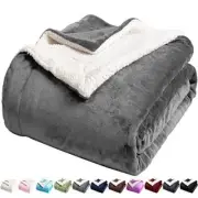 Sherpa Blanket Super Soft Fuzzy Plush Warm Cozy Queen(90x90 Inches) Grey