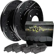 [REAR KIT] BLACK HART DRILLED SLOTTED BRAKE ROTORS AND CERAM
