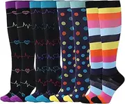 [AZIDWERYQ] Compression Socks 4 Pairs Soft Sports Compression Socks for Women Wide Calf Chinlon Men & Womens Compression Socks Knee High Stocking for Sports Running Travel Tight socks