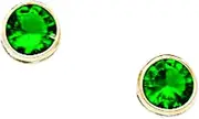 [JewelryWeb] 14k Yellow Gold May Green 5mm Round CZ Bezel Set Screw Back Earrings 6x6mm Stud Earring for Women