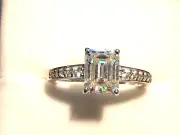 Strontium Titanate & White Zircon engagement ring 2.66 tcw rhodium over 925 sz10