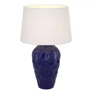 Madrid Contemporary Table Desk Lamp Light Fabric Ceramic Blue White Gloss