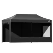 Instahut Gazebo Pop Up Marquee 3x6 Folding Tent Wedding Gazebos Camping Black