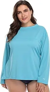 [GDYJP] Women’s Plus Size Rash Guard Long Sleeve Swim Shirts UPF 50+ Sun Protection Top (Color : Blue, Size : 3X-Large)