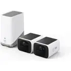 Set of 2 eufy SoloCam S220 + HomeBase 3 Surveillance Cameras, Wireless, 2K,White