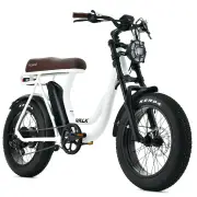 VALK Nomad Electric Fat Tyre Bike, 350W, 32km/hr, Throttle ebike, Disc Brakes, Step-Through Alloy, Shimano 7 spd, 20x4" Kenda Tyres, Suspension, White