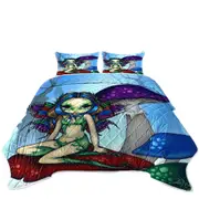 Fantasy World Masked Fairy on Mushrooms Coverlet