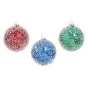 Raz Imports 2023 Dashing Through The Snow 4" Iced Ball Ornament, Asst of 3