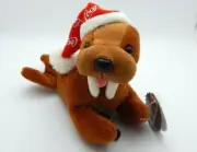 1998 Collectible Coca Cola Bean Bag Plush Walrus in Snowflake Night Cap #0141