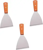 3pcs Stainless Steel Grill Turner with Handle for Teppanyaki Steak and Pancakes Versatile Cooking Tools for Home Restaurant and BBQ Use