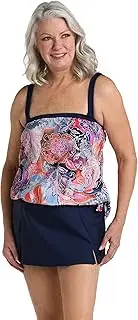 [Maxine Of Hollywood] Women's Scoop Neck Side Tie Tankini Swim Dress One Piece Swimsuit
