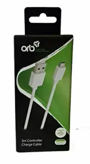 ORB 3m Controller Charge Cable White Compatible with Xbox One S