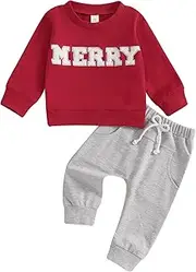 [Adobabirl] Toddler Baby Halloween Outfit Boy Girl Pumpkin Patch Crew Sweatshirt and Pants Set Halloween Fall Baby Clothes