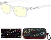 Kids Blue Light Blocking Glasses | Cruz Kids Large Crystal/Amber Natural by GUNNAR | Patented 65% Blue Light Protection With Smudge Resistent Lens, Durable & Flexible Frame