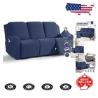 Elegant Navy Blue 8-Piece Recliner Sofa Covers - Stretch Fit Furniture Protector