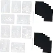 PLAFOPE 2Sets DIY Scratch Painting Set Template Stencils with Scratch Paper and Stylus for Adults Art Crafts for Travel and Creative Fun