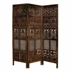ANTIQUE INDIAN FURNITURE HANDCRAFT WOODEN PARTITION SCREEN ROOM DIVIDER 3 PANELS