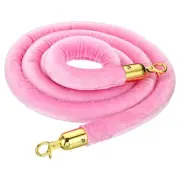 8 Feet Pink Velvet Stanchion Rope, Crowd Control Barrier Rope, Golden