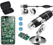 Jiusion Original 40-1000X USB Microscope with Portable Carrying Case, Digital Magnification Endoscope Camera 8 LEDs Metal Base for Micro USB Type C Android, Windows Mac Linux Chrome
