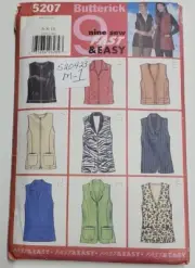 Butterick 5207 Sewing Pattern Fast & Easy Misses Petite Vest Size 6 8 10 52m1