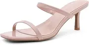 [Shoe Land] SL-TECY Womens Stilleto Heeled Low Heels Slides Slip on Heeled Open Toe Sandals Prom Wedding Party Vacation