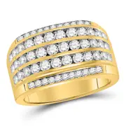 14kt Yellow Gold Round Diamond Five Row Striped Band Ring 2-1/3 Cttw