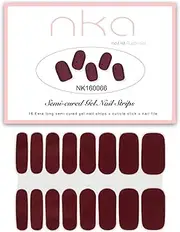 NKA SEMI Cured Gel Nail Polish Strips - 16 Extra Long Double Ended Nail Wraps - UV LAMP Curing Nail Stickers - Cabernet