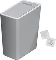 Generic Hanging Trash Can Garbage Container Bin Narrow Garbage Can Press Type Wastebasket for Bathroom, Gray, Large