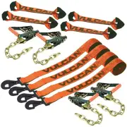 8-Point Roll Back Car Tie Down Kit - Snap Hook & Chain Tail 4 Pack PROSeries