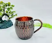 THOR INSTRUMENTS Pure Copper Authentic and Strong Handle Hammered Finish Solid Copper Moscow Copper Water Solid Copper (Copper Black)
