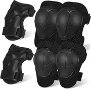 1Set Protective Gear Set Knee Elbow Wrist Pads for Skating Cycling and Outdoor Sports Soft Breathable Sponge Material Includes of Each Pad and Storage Bag