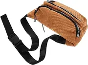 [Garneck] Brown Corduroy Crossbody Pouch Fashionable Waist Pack for Women Outdoor Use Lightweight Design for Shopping Travel and Hands Activities