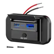 DC 12V-24V Dual USB Port Car Fast Charger Socket Power Outlet LED Waterproof