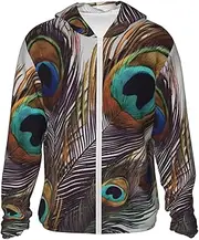 [LHBWCVN] UPF 50+ Light Jacket Full Zip Sun Protection Hoodie for Women Men Long Sleeve Peacock Feather Sun Shirts