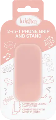 Techxtras 2-in-1 Phone Grip and Stand (Pink)