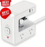 Desk Table Clamp Powerboard, 4x10A Outlets, 2xUSB-A, 2xUSB-C, Surge Protector, 1