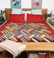 Large Unique patchwork Strip Scrap FINISHED QUILT - Great Look