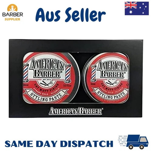 American Duo Pack Barber Styling Paste 100ml+50ml Men Hair Style Wax Red Strong