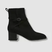 Anne Klein Women's Black Microsuede Almond Toe Booties Shoes Size 8.5M