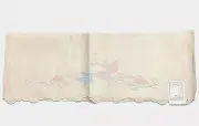 VINTAGE MADEIRA LINEN GUEST FINGERTIP TOWEL, FLORAL EMBROIDERY, NEW