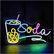 Hanging Art Neon Signs Soda Led Neon Light, Cocktail Sign Wall Decor For Bar, Business Sign, Kitchen, Man Cave, Beer Bar, Club, Party 42.5cmx30cm