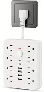 14 in 1 Multi-function Plug Home Office Patch Panel usb Multi Hole PD Fast Charging Socket With 8 Sockets, 4 USB and 2 pe-c Ports US Standard Sockets