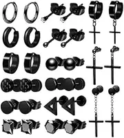 [ACEmedia] 15 Pairs Steel Cartilage Earrings Set Earrings for Men Black Dainty Helix Earrings Men Earrings Stainless Steel Stud Earrings Set for Men WomenJewelry Set Piercing Hoop Earrings