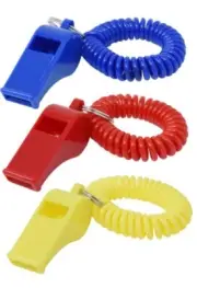 3 ~ HILLMAN Plastic Assorted Sporting Whistle Wrist Coil Keychain 1 Pk