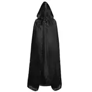 Halloween Cape Black Hooded Medieval Wizard Cosplay Costume Halloween Adults Kids Robe Performance Cloak 130cm